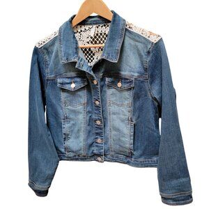 Womens Denim Jacket W/ Lace Back Detail By Passport Size L